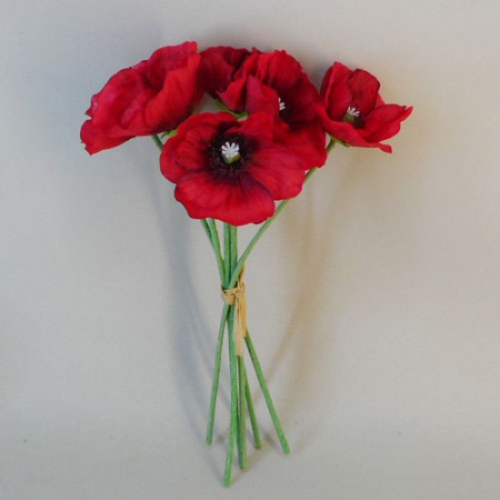 Poppy Bundle Red 28cm Artificial Flowers